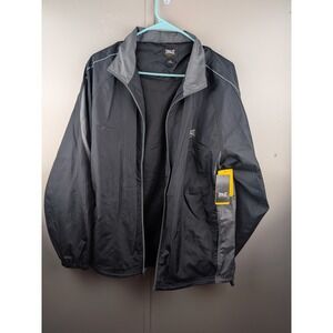 Everlast Sport Mens Windbreaker Jacket Black Grey Full Zip Mesh Lined NWT Medium
